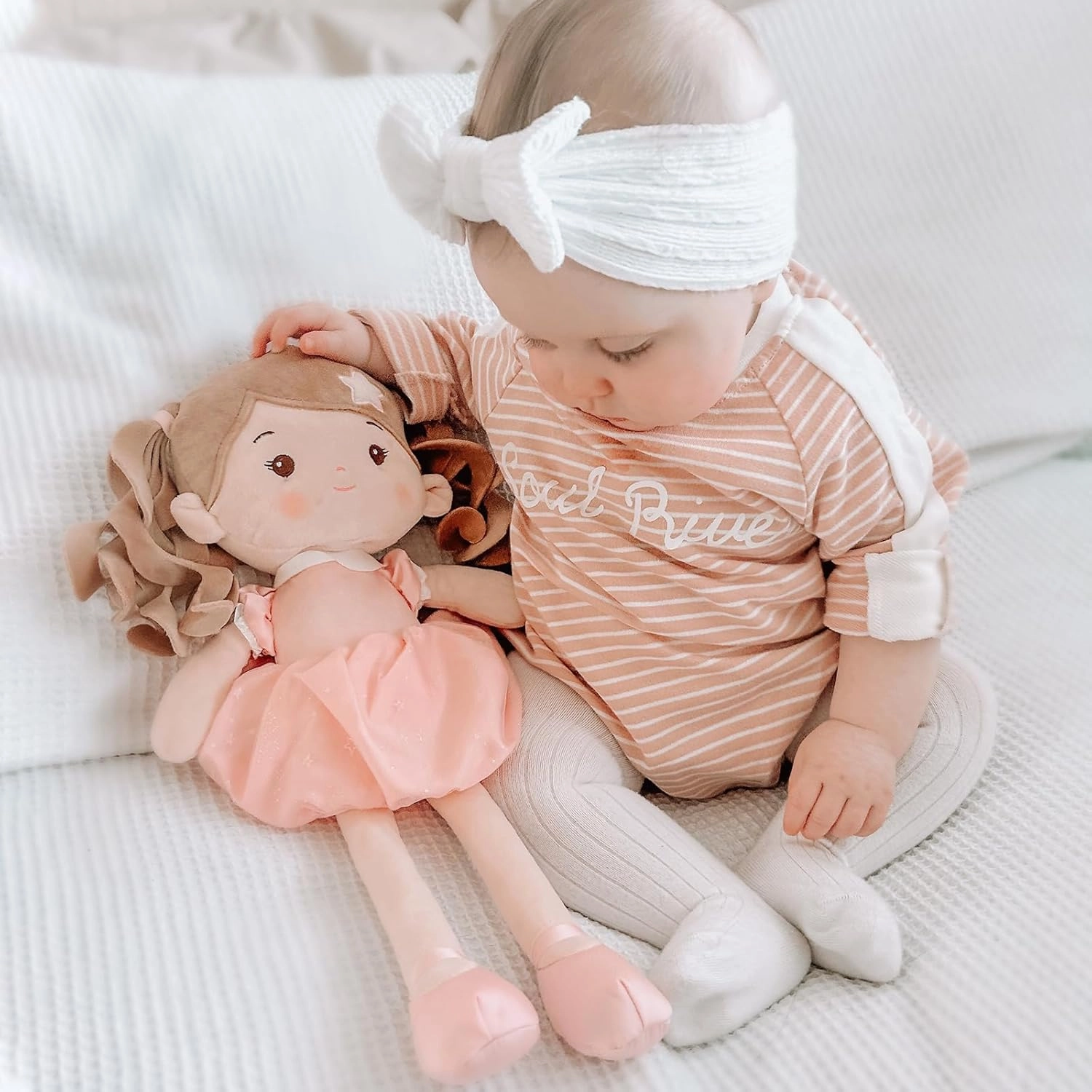 Soft Baby Doll Toys (16''), My First Baby Rag Doll for 1 Year-Old Girl Birthday Gift, Christmas Plush Toys Gift for Toddler Kids Infants -Starlet Pink