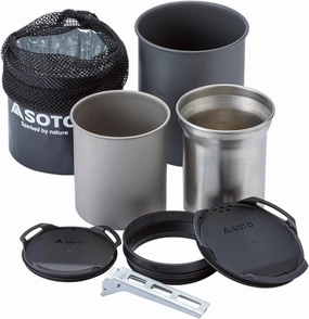 SOTO Cooker Mug Set, Lightweight, Compact, Solo Duo, Mountain Climbing, Trekking, Camping, Outdoor Activities