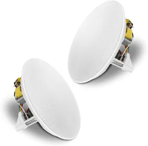 Sound Town Pair of 8" Two-Way Coaxial in-Ceiling Speaker, Flush Mount, 70V/100V/8-Ohm Operation, Magnetic Grill, White (STCS8N-PAIR)