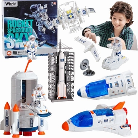 Space Shuttle Toys |Set with Light and Sound, Rocket Ship Toys |Playset with Spray Effects, Astronaut Toy for Kids 3-5 | Outer Space ToyGift for Boys & Girls |