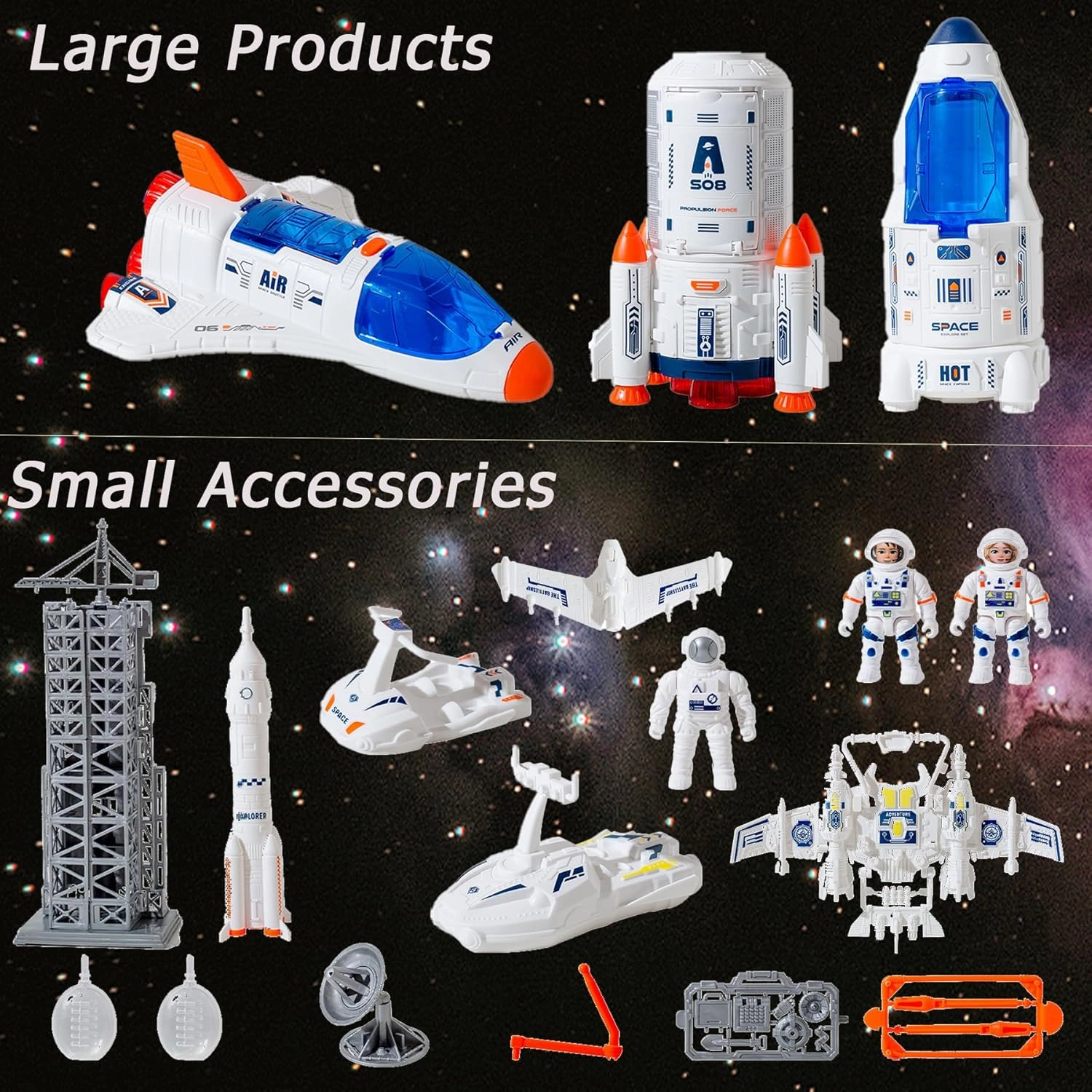 Space Shuttle Toys |Set with Light and Sound, Rocket Ship Toys |Playset with Spray Effects, Astronaut Toy for Kids 3-5 | Outer Space ToyGift for Boys & Girls |