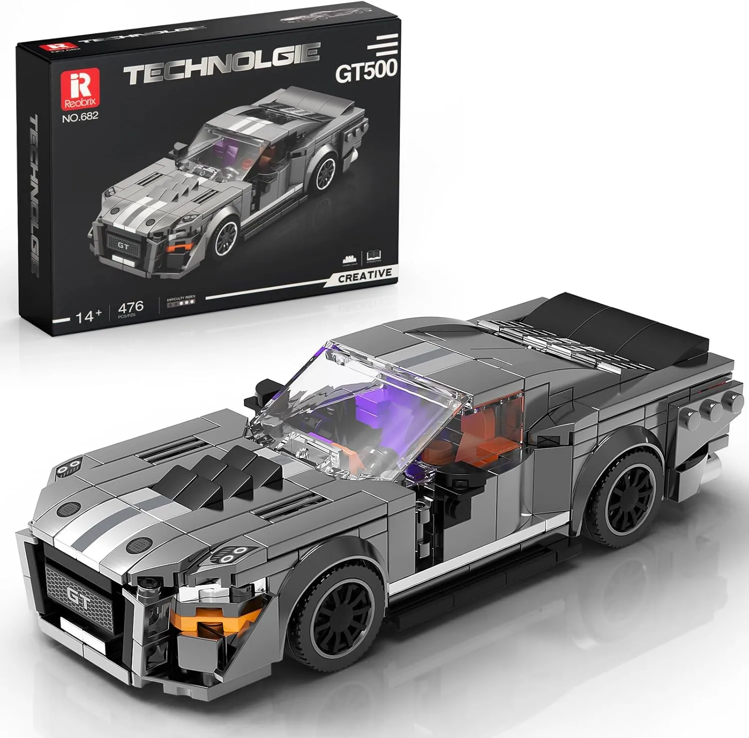 Speed Champions Car Building Set for Kids and Adults, 476PCS GT Style Sports Cars Model Kit for Ages 8-12-16, 1:24 Scale Race Car Collectible, Great Gift for Birthday or Christmas