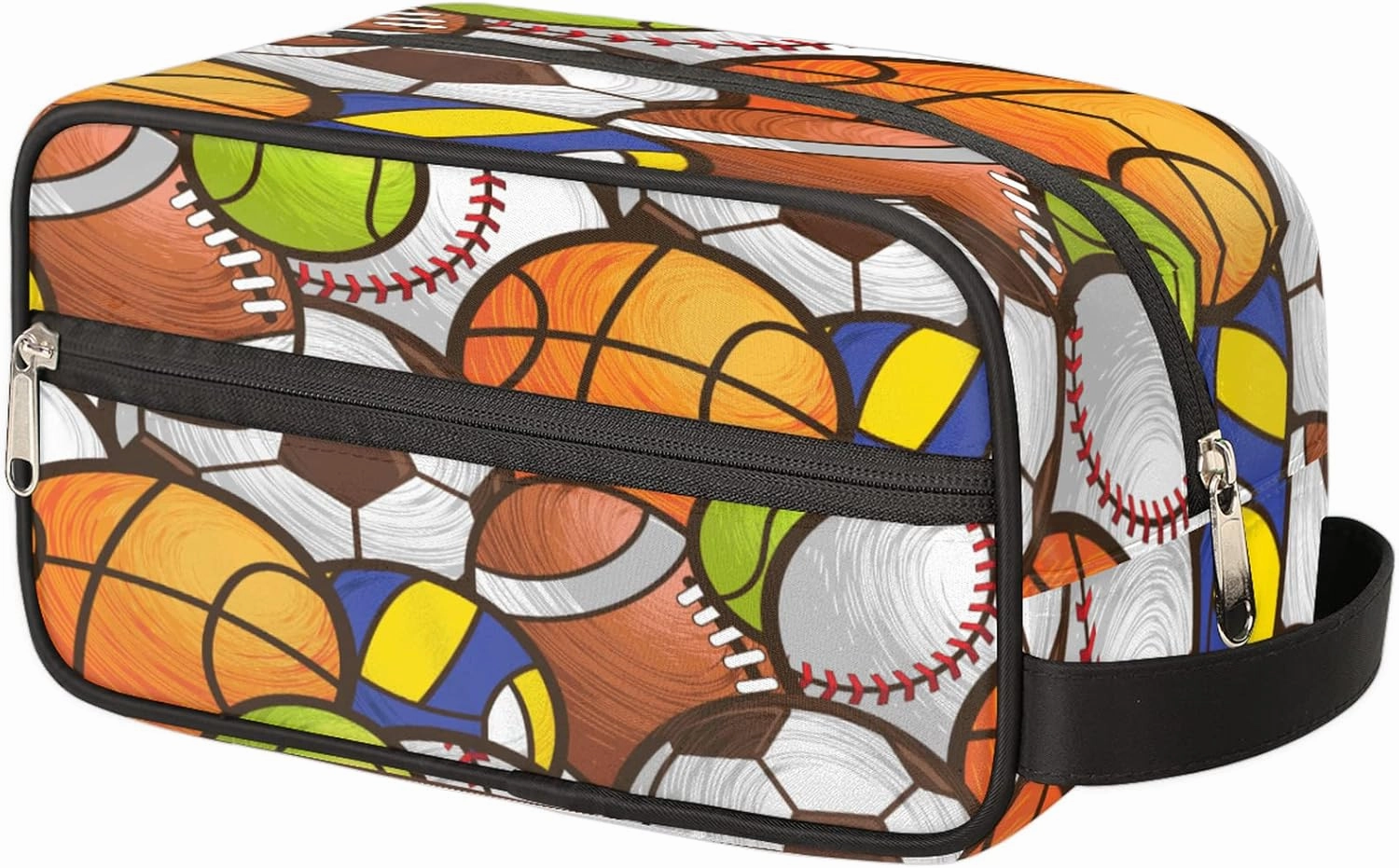 Sport Baseball Portable Travel Toiletry Bag, Volleyball Soccer Ball Dopp Kit Cosmetic Organizer Makeup Bag Shower Shaving Bag for Men Women