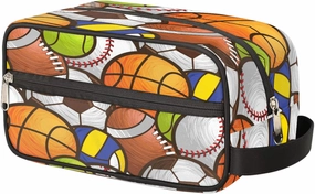 Sport Baseball Portable Travel Toiletry Bag, Volleyball Soccer Ball Dopp Kit Cosmetic Organizer Makeup Bag Shower Shaving Bag for Men Women