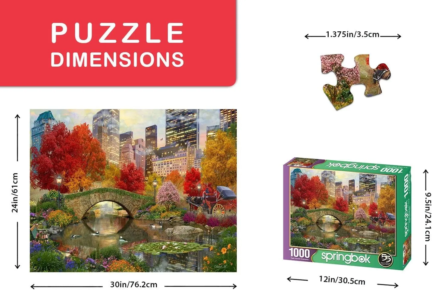 Springbok's 1000 Piece Jigsaw Puzzle Central Park Paradise - Made in USA