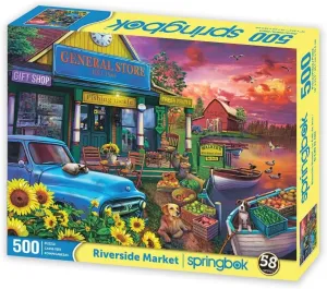 Springbok's 500 Piece Jigsaw Puzzle Riverside Market - Made in USA