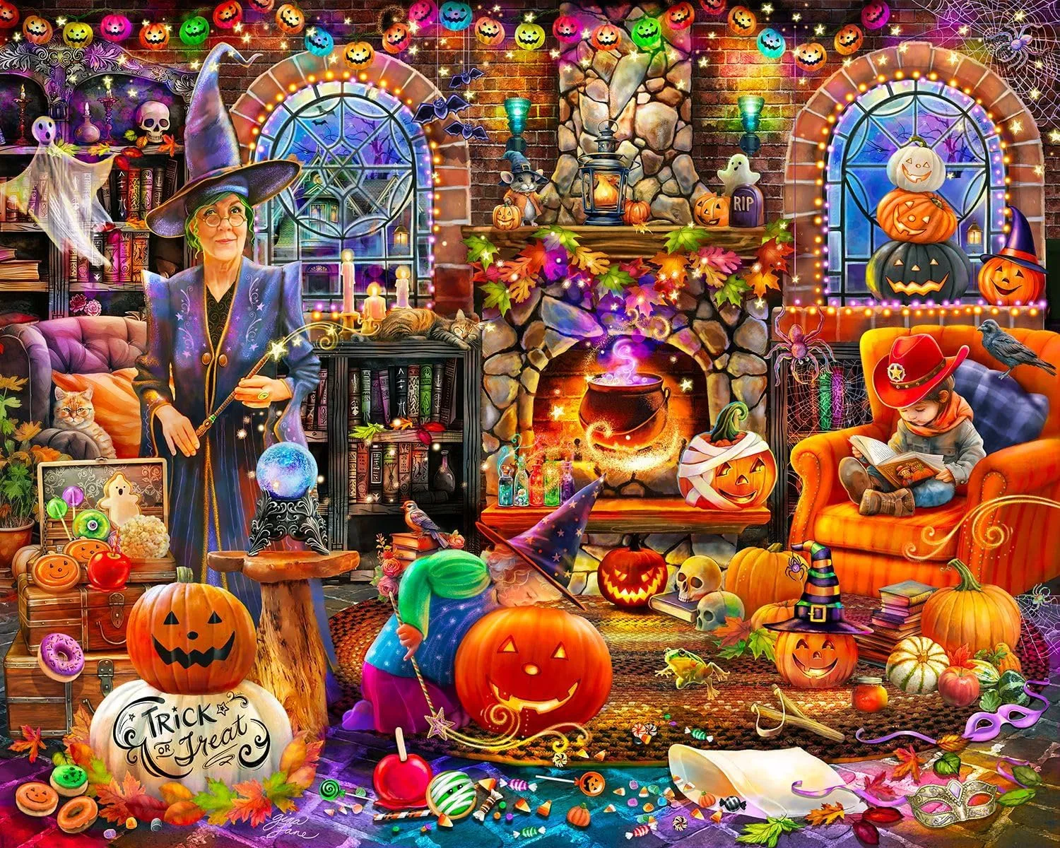 Springbok's Grandma's Halloween Party 1000 Piece Jigsaw Puzzle for Adutls Featues a Whimsical Halloween Scene for Puzzlers of All Ages
