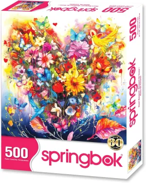Springbok's Heart Bouquet 500 Piece Jigsaw Puzzle for Adults and Families Illustrated by Artist Claudia McKinney Features a Floral Heart Perfect for Mother's Day or Gifting