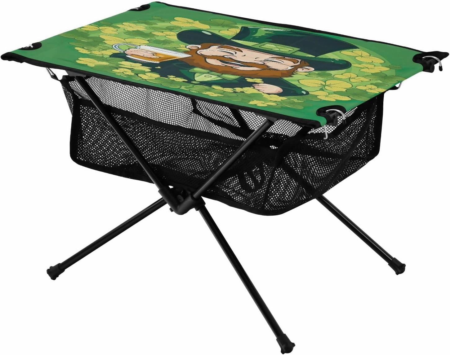 St Patrick Pattern Portable Folding Camping Table, Compact Lightweight Beach Table with Carrying Bag for Outdoor Picnics, BBQs, Camp