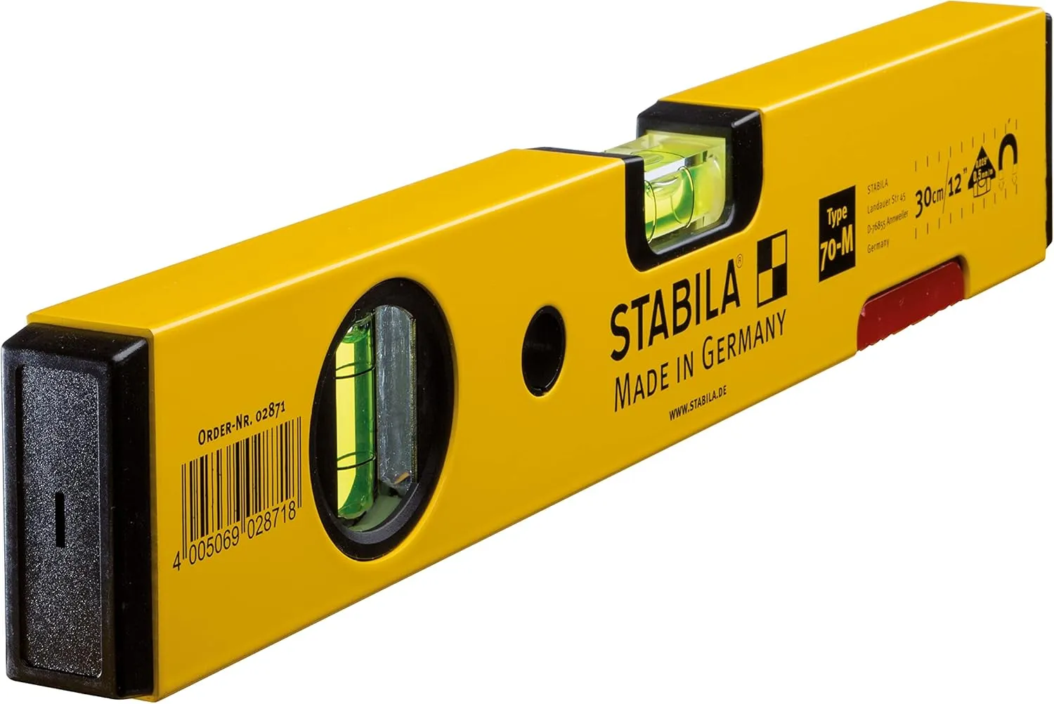 STABILA Spirit Level Type 70 M 30 cm with Rare Earth Magnetic System