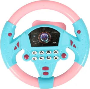 Steering Wheel Toy, Simulated Driving Controller with Light and Music, Electric Early Learning Educational Sounding Toy Pretend Driving Seat Toys