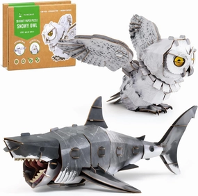 STEM Toy for Kids Play and Interaction for Baby Boys and Girls Early Development and Baby Learning Science Kits Ideal for Birthday Christmas Party Fostering Social(White Shark&Snowy Owl)