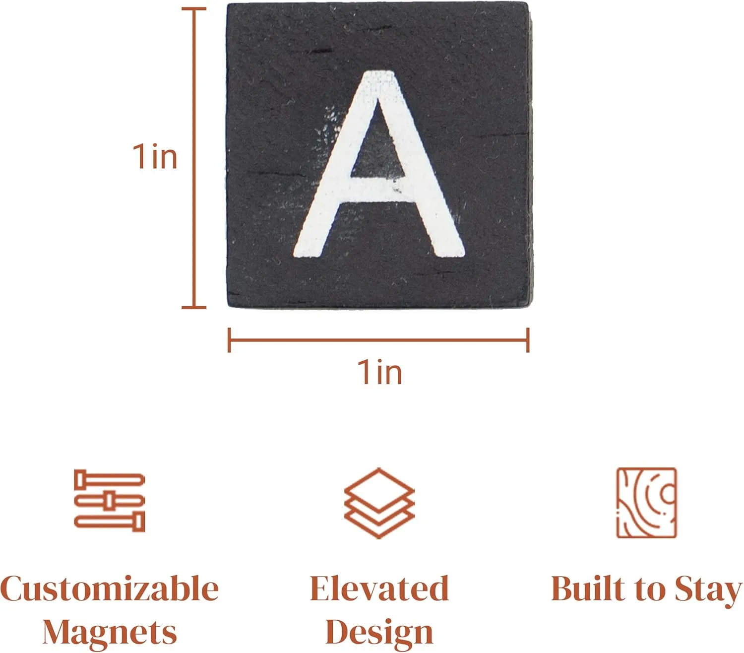 Stiles 100 Piece Wooden Magnetic Letter Tiles - Grey
