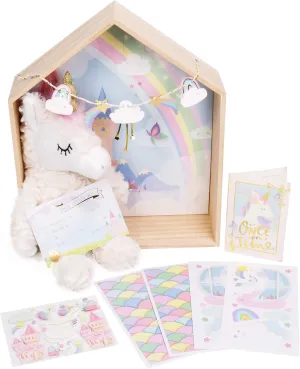 Story Magic Unicorn Dream Dollhouse by Horizon Group USA,Plush Unicorn Doll,Pretend Play Activity,Decorate Wooden Doll House With Stickers,Play Scene & More!Includes Stuffed Animal,Perfect For Ages 4 