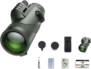Stscope 360 Monocular, Stethoscope 360 Monocular Set High Powered for Adults Long Range, Bak4 Prism High Power for Stargazing Hunting Wildlife Bird Watching Travel (Green,Normal)
