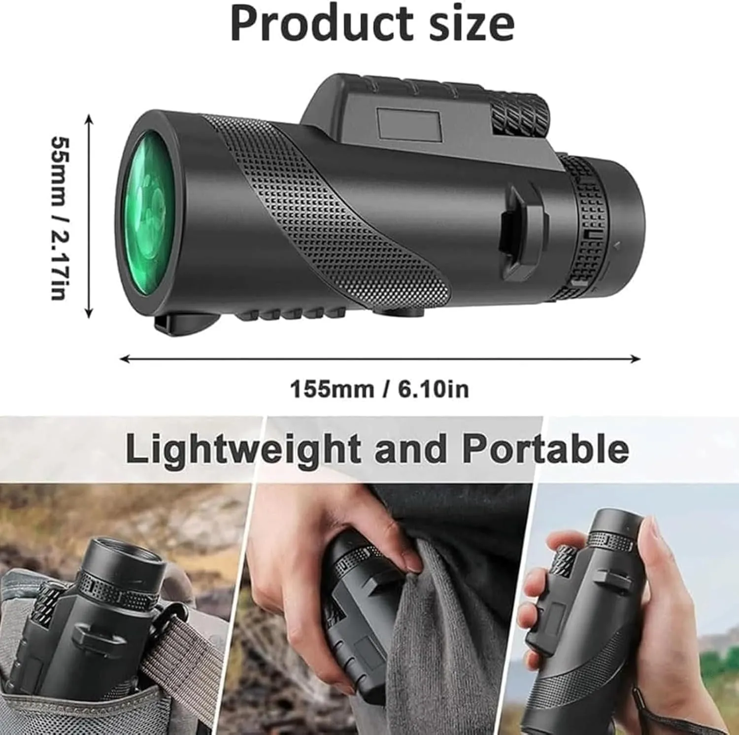 Stscope 360 Monocular, Stethoscope 360 Monocular Set High Powered for Adults Long Range, Bak4 Prism High Power for Stargazing Hunting Wildlife Bird Watching Travel (Green,Normal)