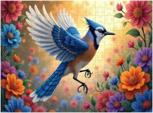 Summer Blue Jay – 500-Piece Jigsaw Puzzle – Stunning Bird & Floral Artwork – Fun & Relaxing Challenge – 14.9x20.4in
