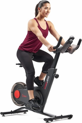 Sunny Health & Fitness Indoor Intensive Cycling Exercise Bike, Adjustable Cardio Training Exerciser w/Emergency Brake for Home, Optional Free SunnyFit App Bluetooth Link   Electromagnetic Resistance
