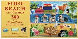 SUNSOUT INC - Fido Beach - 300 pc Jigsaw Puzzle by Artist: Tom Wood - Finished Size 18" x 24" - MPN# 29743