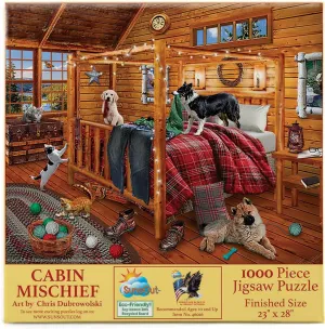 SUNSOUT INC - Mountain Cabin Mischief - 1000 pc Jigsaw Puzzle by Artist: Chris Dobrowolski - Finished Size 23" x 28" - MPN# 46016