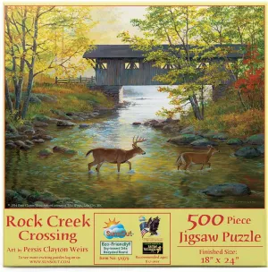 SUNSOUT INC - Rock Creek Crossing - 500 pc Jigsaw Puzzle by Artist: Persis Clayton Weirs - Finished Size 18" x 24" - MPN# 51979
