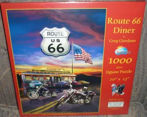 SUNSOUT INC - Route 66 Diner - 1000 pc Jigsaw Puzzle by Artist: Giordano Studios - Finished Size 20" x 27" - MPN# 37122