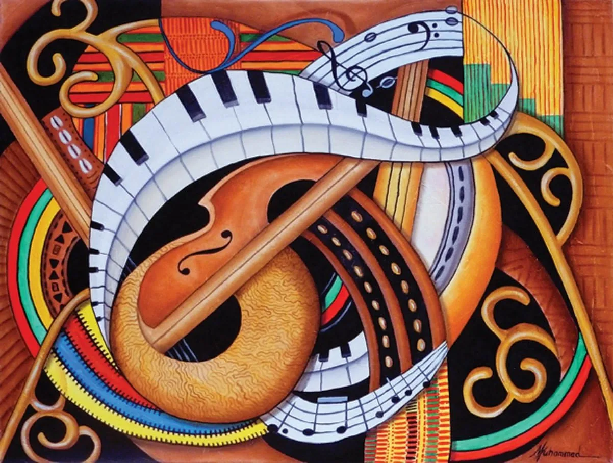 SUNSOUT INC - Sound of Soul Strings - 500 pc Jigsaw Puzzle by Artist: Marcella Muhammad - Finished Size 18" x 24" - MPN# 39366