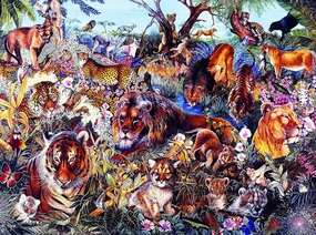 SUNSOUT INC - Animal Fantasia - 1000 pc Jigsaw Puzzle by Artist: June Payne Hart - Finished Size 20" x 27" - MPN# 50089