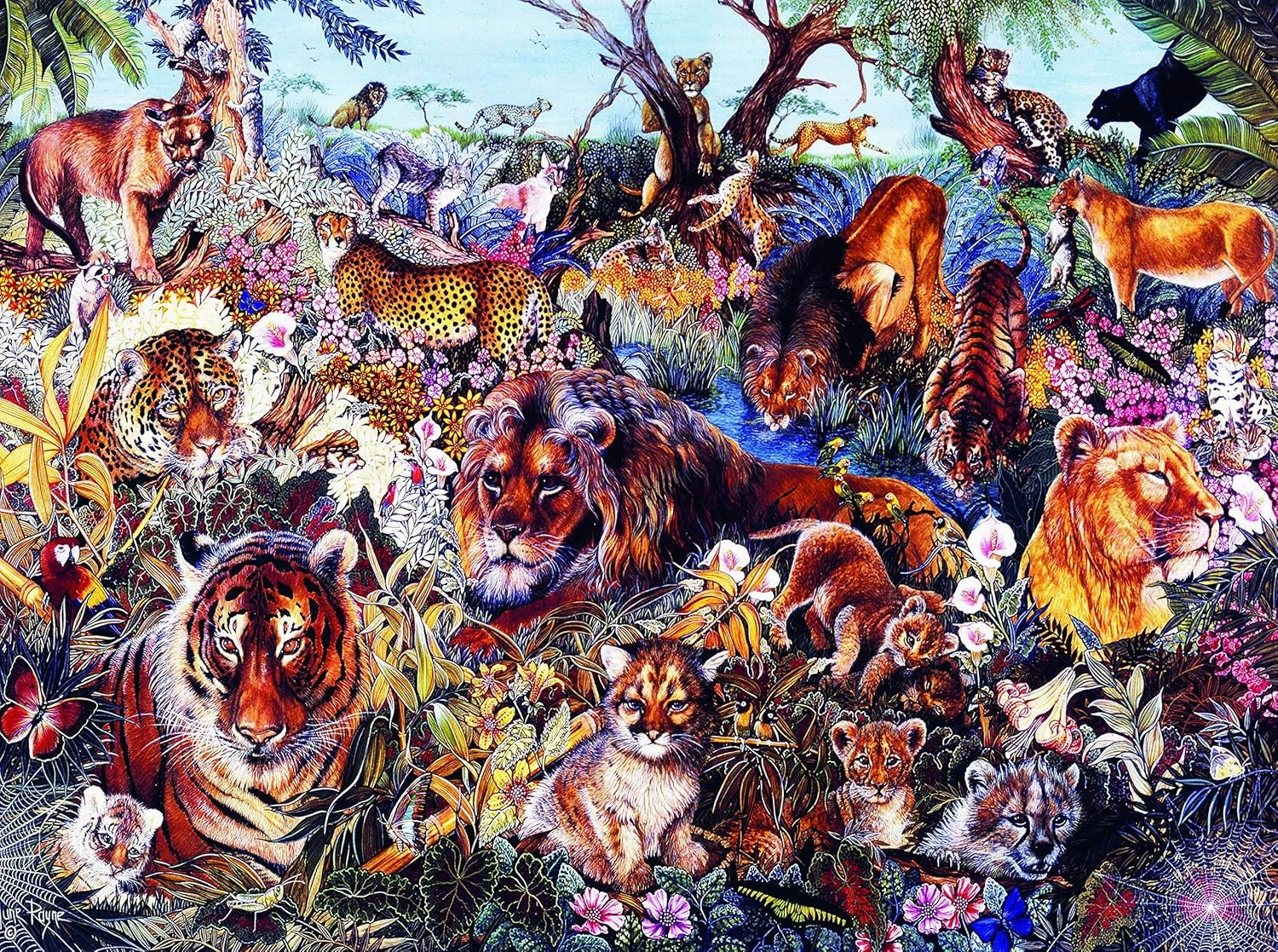 SUNSOUT INC - Animal Fantasia - 1000 pc Jigsaw Puzzle by Artist: June Payne Hart - Finished Size 20" x 27" - MPN# 50089