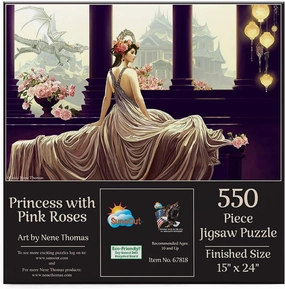 SUNSOUT INC - Princess with Pink Roses - 550 pc Jigsaw Puzzle by Artist: Nene Thomas - Finished Size 15" x 24" Fantasy - MPN# 67818