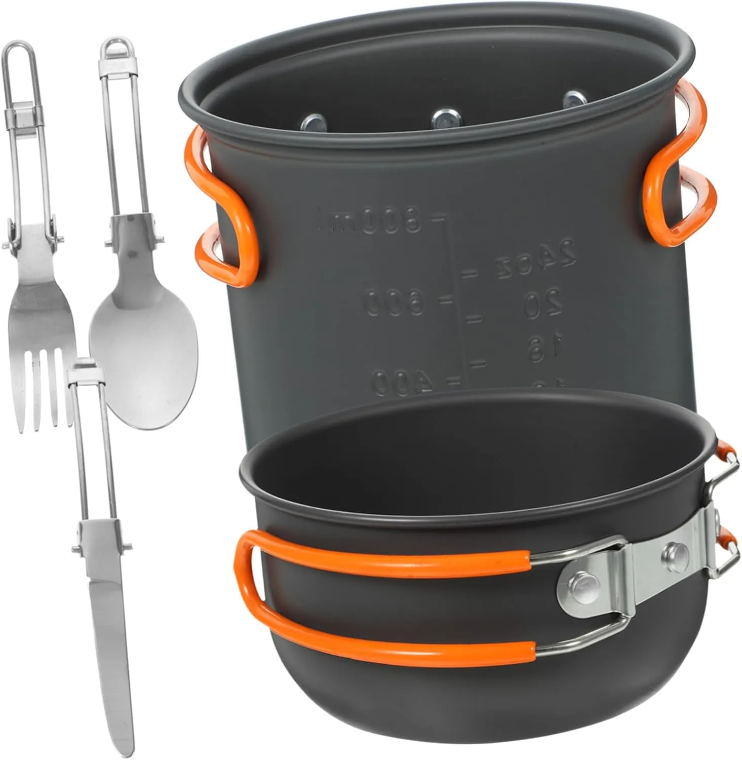 SUPVOX 1set Metal Camping Cookware Set Person Outdoor Lightweight Pots Frying Pan Plates Cups for Hiking Backpacking and Picnics