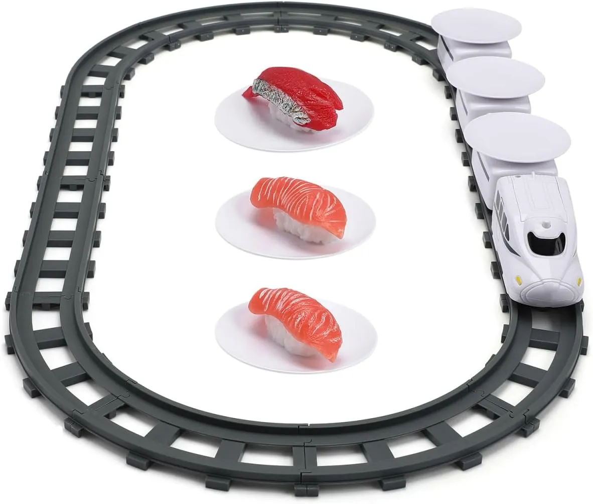 Sushi Train Toys - Child Day Rotating Sushi Bar Train Goes Around Train Toys Japanese Sashimi Plates Sushi Serving Tray for Child Days of Week DIY Sushi Making Supplies
