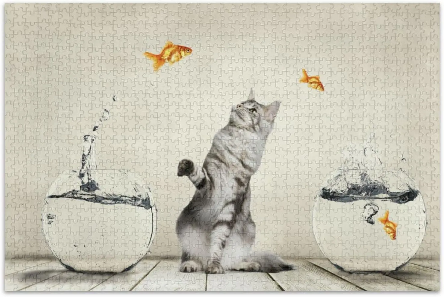 susiyo Cat Fish 1000 Piece Jigsaw Puzzle, Wall Artwork Puzzle Games for Adults Teens 29.5" L X 19.7" W