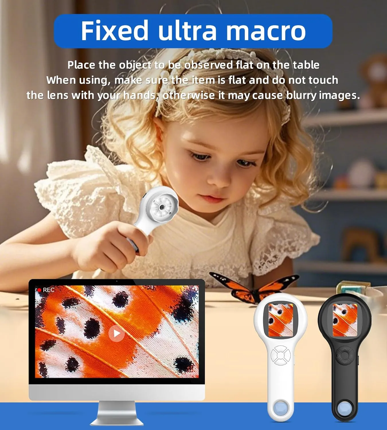 T TAKMLY Microscope for Kids, Educational Science Kit Toys Handheld Digital Magnifying Glass Camera, Macro Fixed Focus Kid Mini Microscopes 500x Magnification,4X Zoom, Interactive Learning, Pink