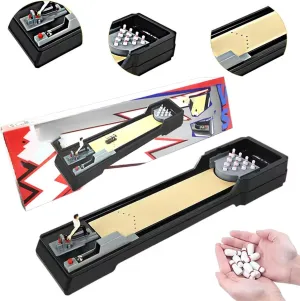 Table Top Bowling Gadget Kids Gift Set, Larger Size Wooden Mini Bowling Set, Tabletop Bowling Game, Desk Stress Relief Fidgets for Adults, Funny Party Desktop Gifts for Men Women Kids Teens