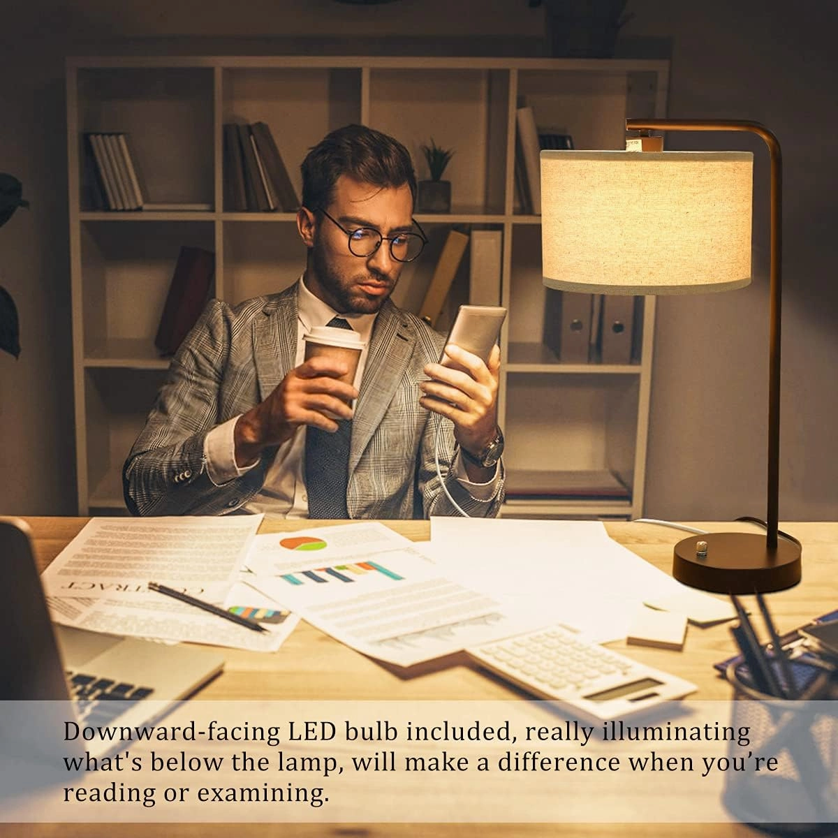 Table Lamps Set of 2, Fully Dimmable Bedside Lamp with USB C A Charging Ports, Modern Nightstand Lamps with Linen Fabric Shades, Tall Desk Lamp for Bedroom, Living Room, Office, LED Bulb Included