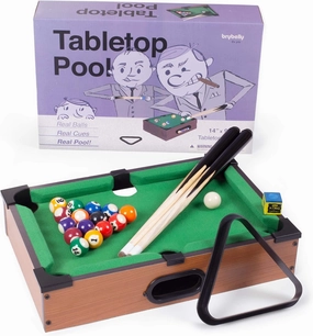 Tabletop Pool, Mini Pool Table & Billiard Set | Small Billiards Game with 16 Resin Balls, 2 Pool Cues, Triangle Rack, & Chalk | Travel-Friendly & Office Desk Games, Bartop, or Home Use & Easy Storage