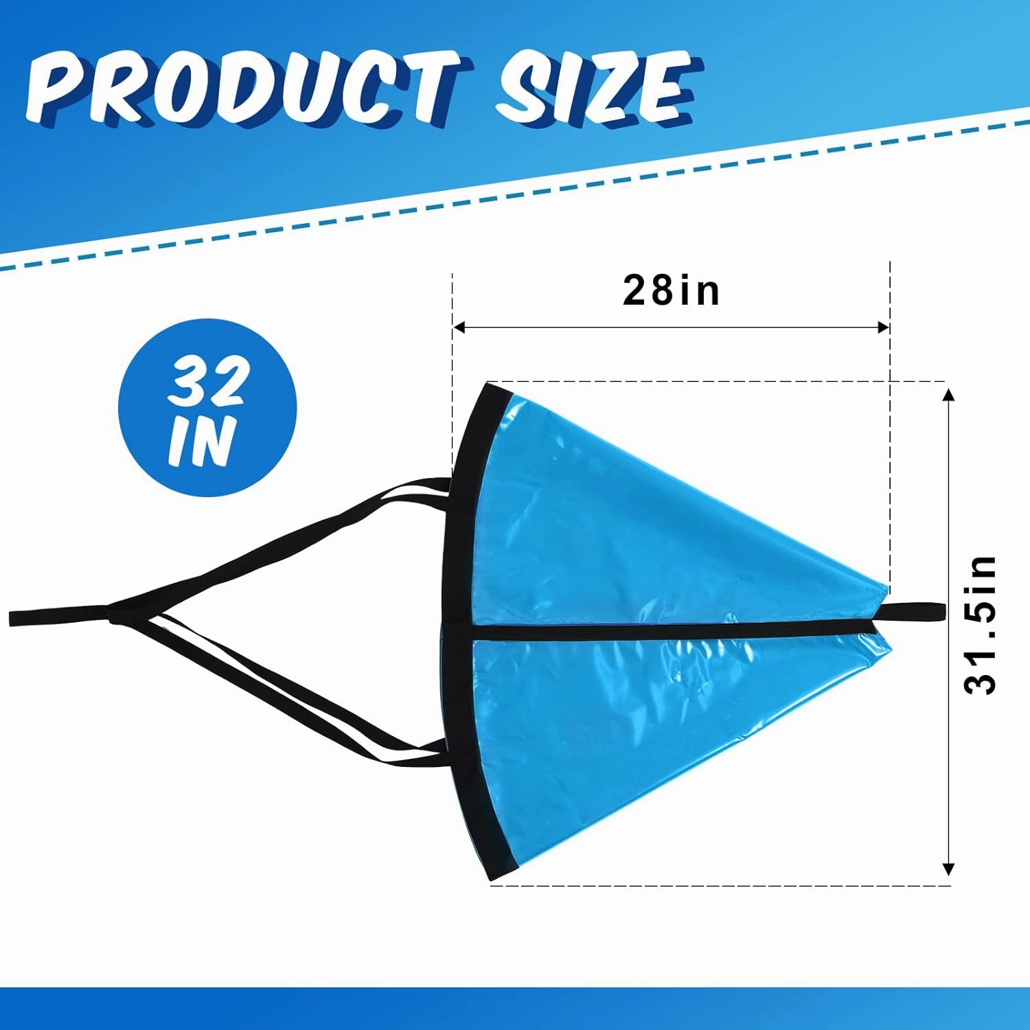 Tandefio Marine Boat Parachute Sea Anchor Drift Sock for Fishing Boat 250d Nylon Trolling Fishing Drogue for Inflatable Sail Drift Anchor for Kayak Pontoon