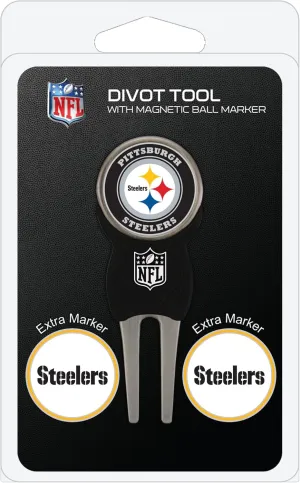 Team Golf NFL Divot Tool with 3 Golf Ball Markers Pack, Markers are Removable Magnetic Double-Sided Enamel