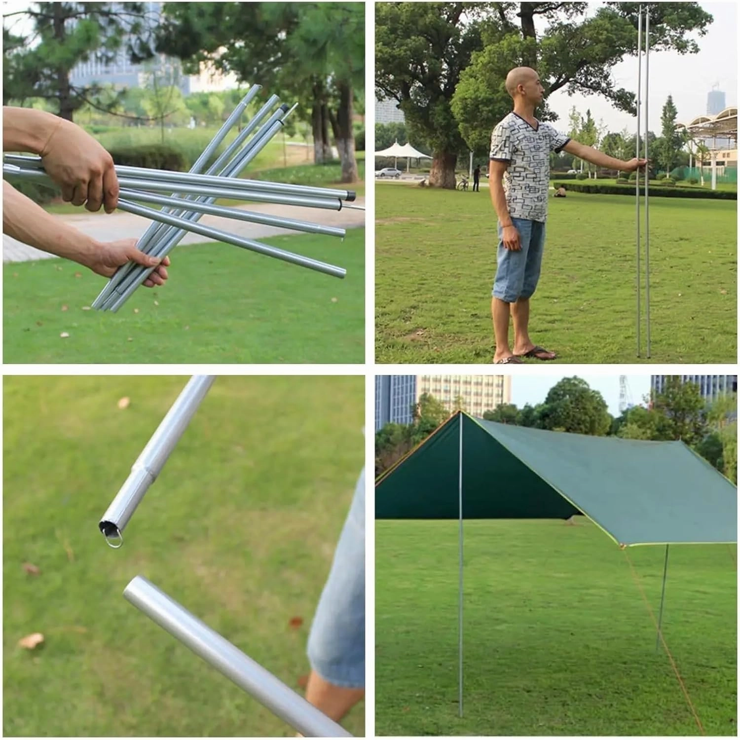 Telescopic Tarp Poles，Adjustable Tent Poles Outdoor Tent Poles Extendable Lightweight Tarp Support Rod for Replacement Accessories Beach Rainfly Fishing Backpacking Tent Poles(White)