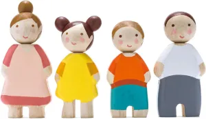 Tender Leaf Toys - The Leaf Family - 4 Pcs Wooden Family Mini Dolls Playset for Children, Kids Miniature Pretend Play Dollhouse Figures, Includes Parents, Sibling - Age 3 