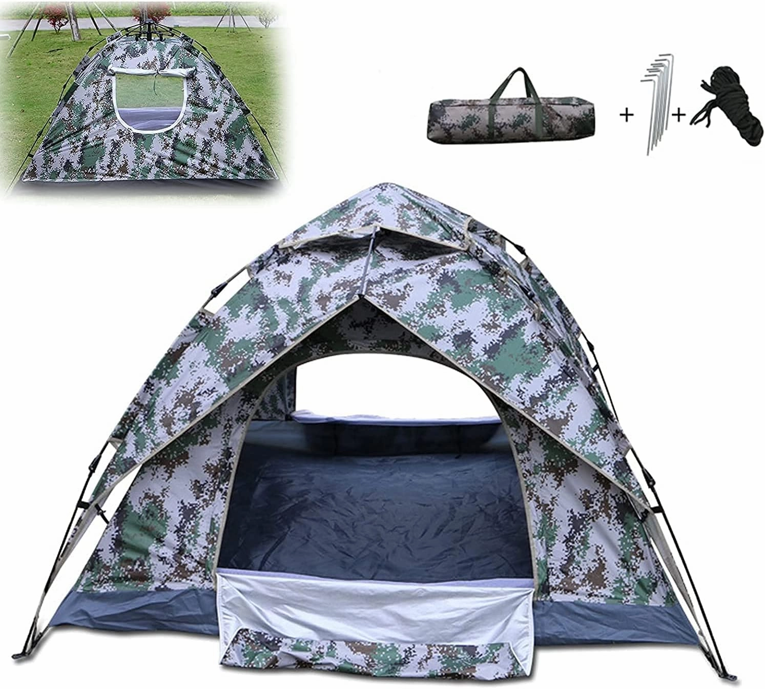 Tent Outdoor Camping Outing Outdoor Pop-Up Tents for Camping, 3-4 People Fully Automatic Speed Opening Thickened Double-Layer Rainproof Ultra-Light Hiking, Fishing Tent