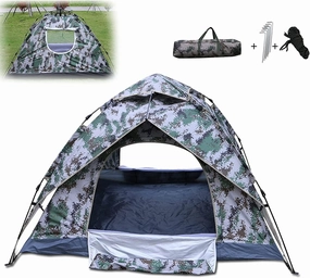 Tent Outdoor Camping Outing Outdoor Pop-Up Tents for Camping, 3-4 People Fully Automatic Speed Opening Thickened Double-Layer Rainproof Ultra-Light Hiking, Fishing Tent