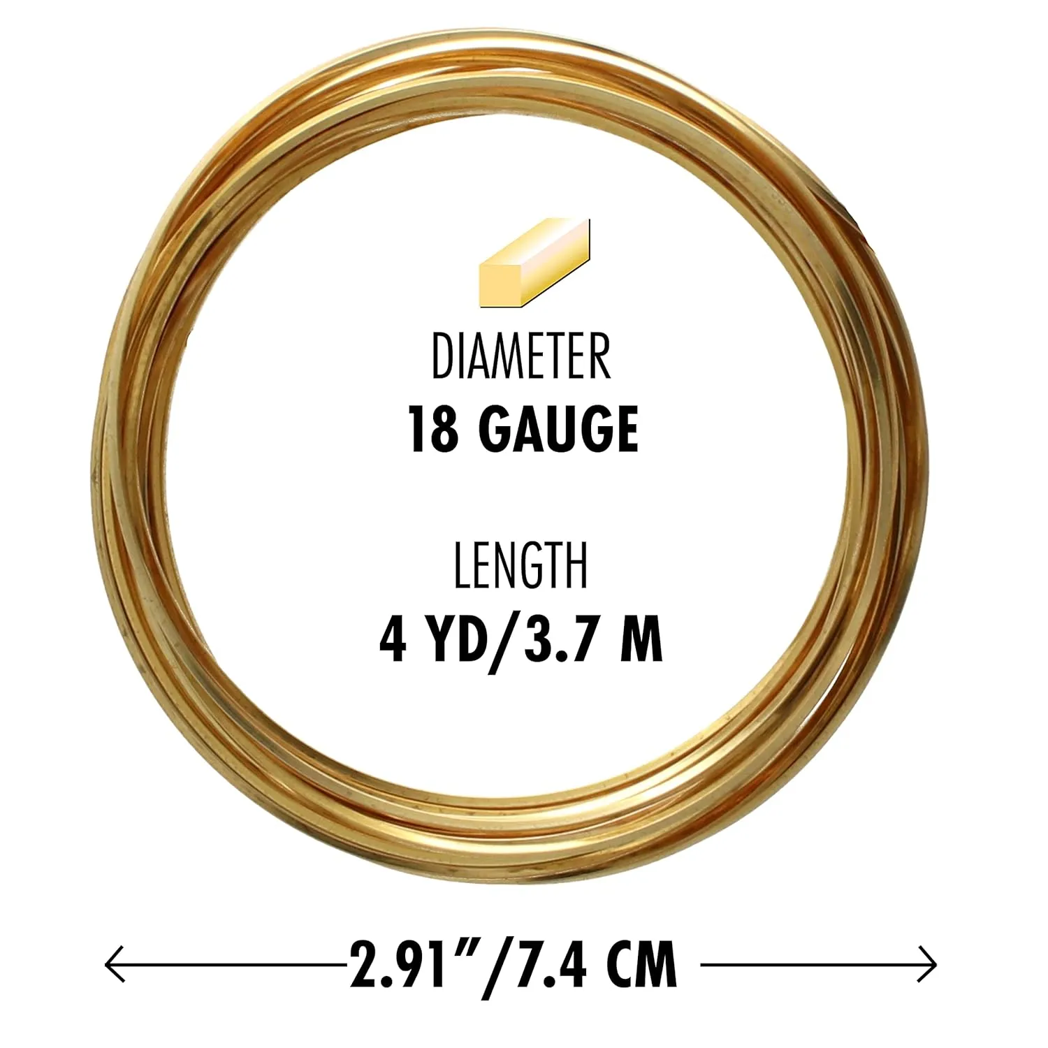 The Beadsmith Square Craft Wire - Medium Temper Beading Wire, Gold Color, 18 Gauge, 4 Yards