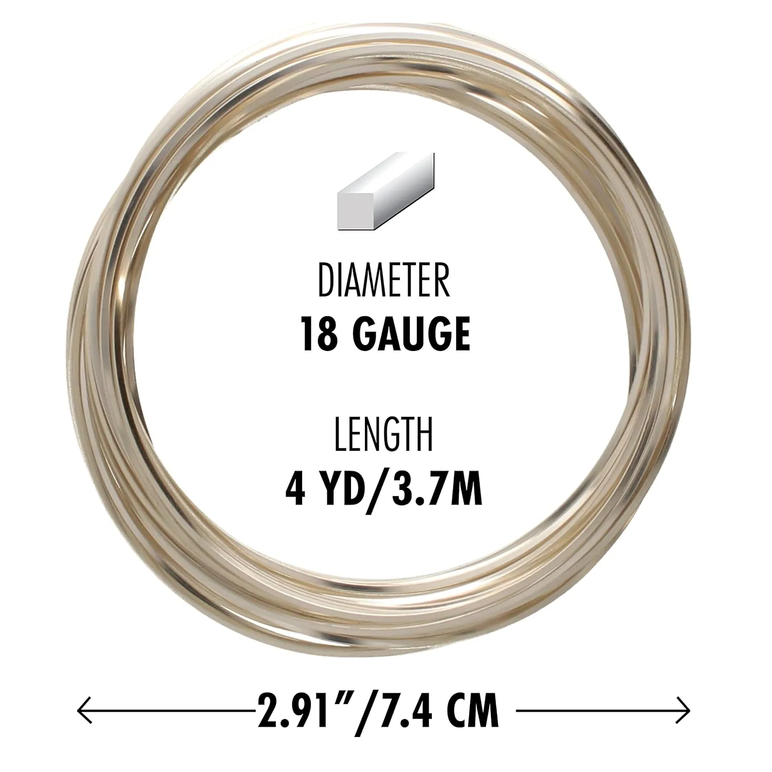 The Beadsmith Square Craft Wire - Medium Temper Beading Wire, Silver Color, 18 Gauge, 4 Yards