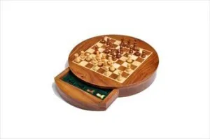 The House of Staunton Wooden Magnetic Travel Chess Set - 6" Circle