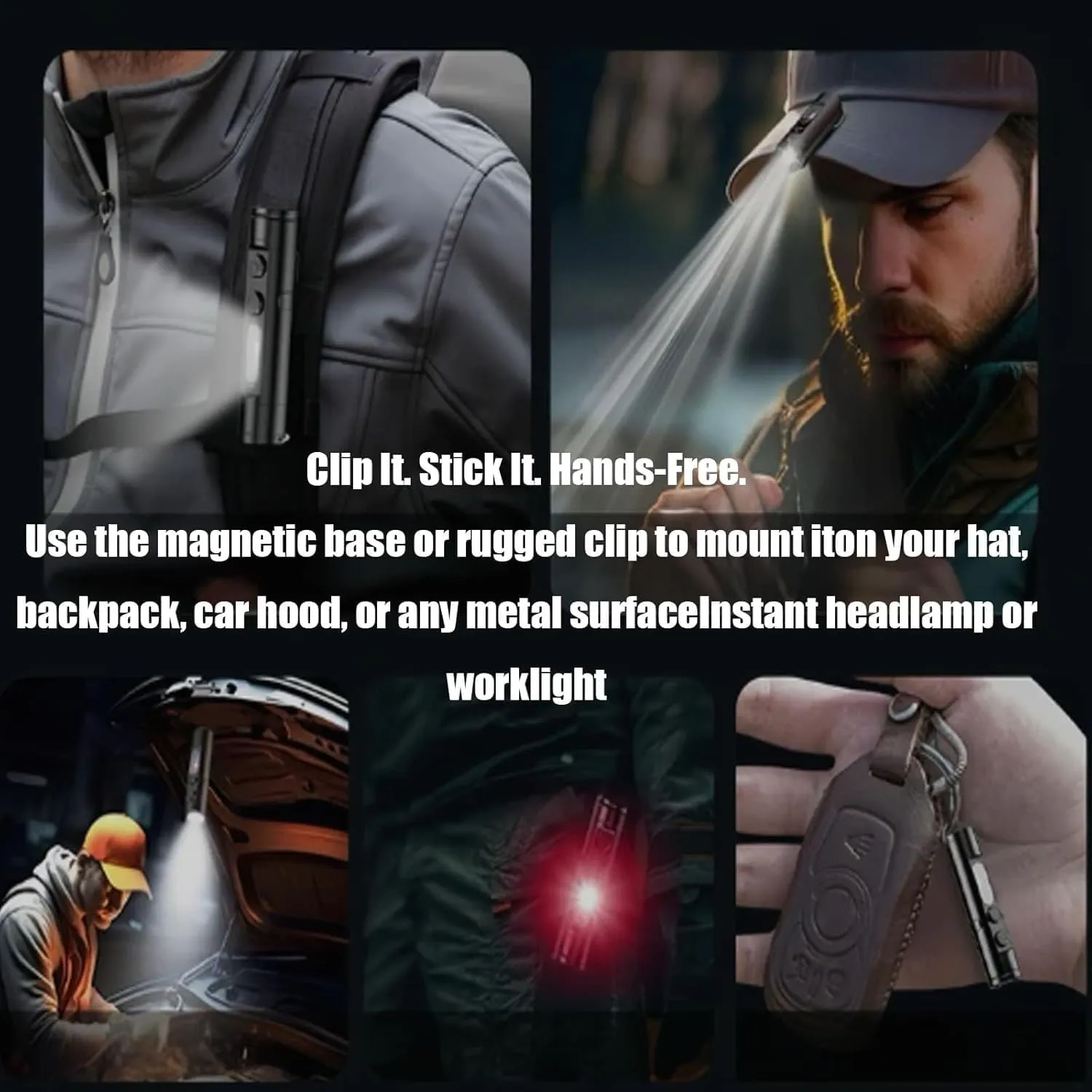 The Ultimate Everyday Micro Tool, Rechargeable LED Magnetic Super Bright Tactical Flashlight High Lumens with Hat Clip, Fingertip Sized Handheld Flashlight for Outdoor Adventure(Silver)