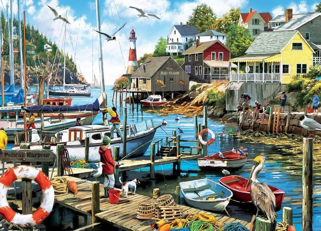The Fishing Boat Returned to The Dock 500 Piece Jigsaw Puzzle challenging and Stimulating Puzzle Game, Wall Art Unique Gift.