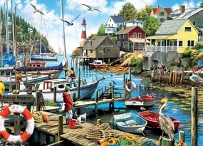 The Fishing Boat Returned to The Dock 500 Piece Jigsaw Puzzle challenging and Stimulating Puzzle Game, Wall Art Unique Gift.