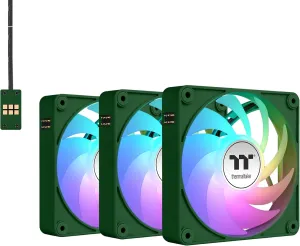 Thermaltake CT140 EX ARGB Sync PC Cooling Fan 3 Pack, PWM 500~1800 RPM, 5V Motherboard Sync, 16.8 Million Colors 9 LEDs, MagForce 2.0 Connectors, Hydraulic Bearing, Racing Green, CL-F222-PL14RG-A